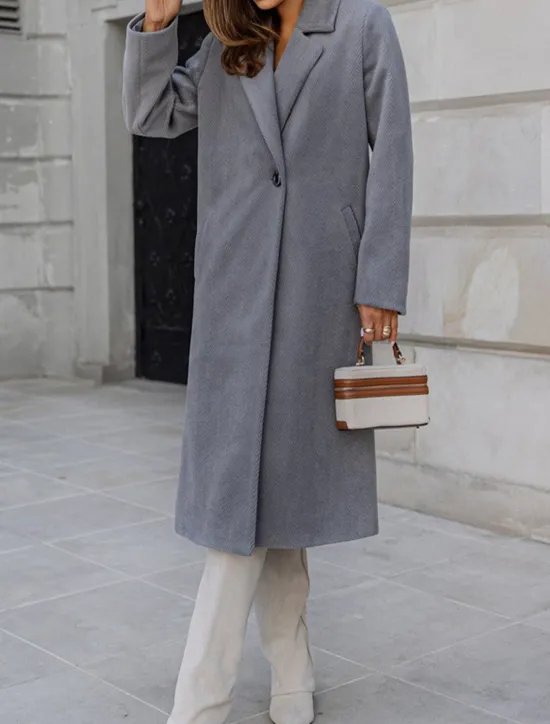 Best Women's Coat Warm Comfortable Buttons Pocket Elegant Solid Color Casual Daily Single Breasted Long Lapel Regular Fit Long Sleeve Outerwear Black White Red Winter Women Coats & Trench Coats