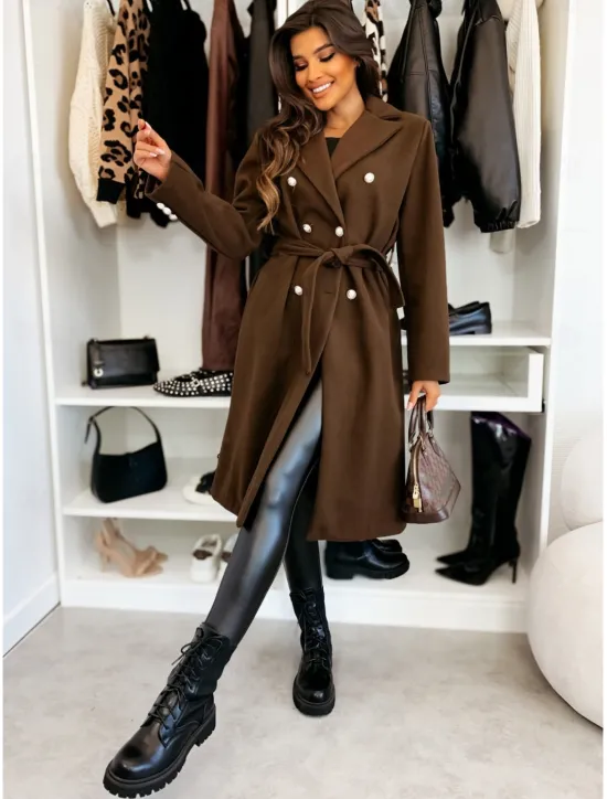 Best Women's Coat Warm Comfortable Buttons With Belt Elegant Solid Color Casual Daily Double Breasted Lapel Regular Fit Long Sleeve Outerwear Black Red Apricot Winter Women Coats & Trench Coats