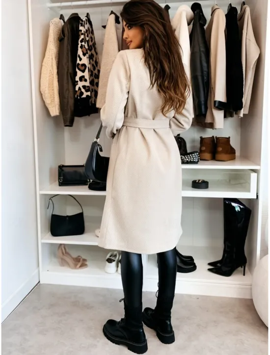 Best Women's Coat Warm Comfortable Buttons With Belt Elegant Solid Color Casual Daily Double Breasted Lapel Regular Fit Long Sleeve Outerwear Black Red Apricot Winter Women Coats & Trench Coats