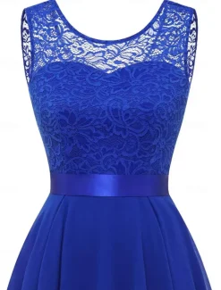Outlet Women's Cocktail Party Dress Lace Dress Swing Dress Long Dress Maxi Dress Black Pink Wine Sleeveless Pure Color Lace Fall Spring Summer Crew Neck Fashion 2023 S M L XL XXL 3XL Women Cocktail Dress