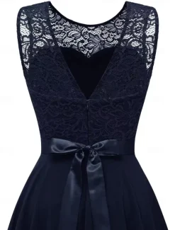 Outlet Women's Cocktail Party Dress Lace Dress Swing Dress Long Dress Maxi Dress Black Pink Wine Sleeveless Pure Color Lace Fall Spring Summer Crew Neck Fashion 2023 S M L XL XXL 3XL Women Cocktail Dress