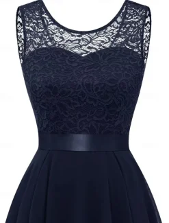 Outlet Women's Cocktail Party Dress Lace Dress Swing Dress Long Dress Maxi Dress Black Pink Wine Sleeveless Pure Color Lace Fall Spring Summer Crew Neck Fashion 2023 S M L XL XXL 3XL Women Cocktail Dress