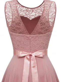 Outlet Women's Cocktail Party Dress Lace Dress Swing Dress Long Dress Maxi Dress Black Pink Wine Sleeveless Pure Color Lace Fall Spring Summer Crew Neck Fashion 2023 S M L XL XXL 3XL Women Cocktail Dress