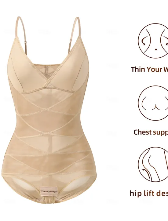 Discount Women's Control Panties Bodysuits Lace Backless Tummy Control Wedding Party Party & Evening Overbust Corset Solid Color Hook & Eye Women Shapewear|Bodysuits
