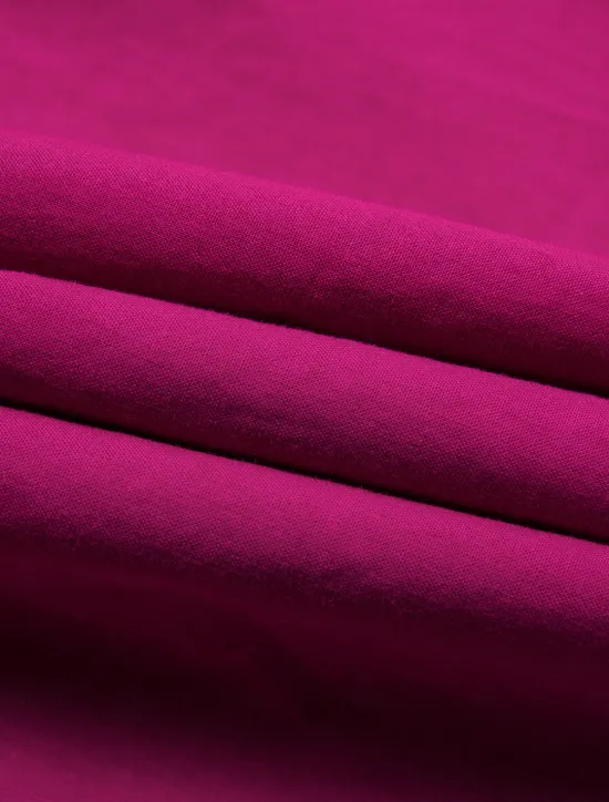 New Women's Cotton Burgundy Puffed Sleeve V Neck Maxi Dress Casual Dress Women Casual Dress