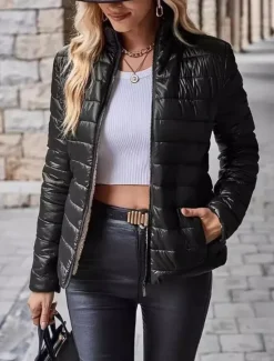Hot Women's cotton jacket short slim stand-up collar padded clothing Women Puffers & Parka