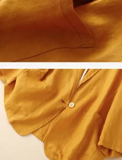 Hot Women's Cotton Linen Blazer Comfortable Breathable Pocket Buttons Vintage Casual Plain Office Street Casual Daily Wear Single Breasted Regular Turndown Regular Fit Long Sleeve Outerwear Black Women Blazers & Suits