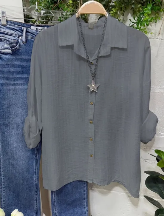 Best Women's Cotton Linen Blouse Solid Color Elegant Stylish Casual Long Sleeve V Neck Regular Tops Daily Holiday Buttons White Yellow Pink Blue Gray Summer Spring Women Shirts
