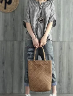 Discount Women's Cotton Linen Blouse Graphic Elegant Vintage Stylish Short Sleeve V Neck Regular Tops Daily Holiday Buttons Blue Gray Summer Spring Women Shirts