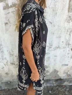 New Women's Cotton Linen Mini Dress Shirt Dress Elegant Dress Basic Casual Vacation Daily Regular Fit Graphic Short Sleeve Shirt Collar Black Green Apricot Summer Women Dresses