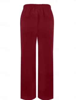 Hot Women's Cotton Linen Pants Solid Color Chinos Vacation Fashion Casual Long High Waist Plain Pocket Drawstring Comfort Outdoor Micro-elastic Vacation Street Daily Camel Wine Black White Summer Women Pants