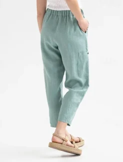 Hot Women's Cotton Linen Pants Pants Trousers Palazzo Pants Fashion Streetwear Comfort Full Length High Waist Plain Elastic Waist Comfy Outdoor Comfortable Street Daily Wear Going out Dark Grey Black Women Pants