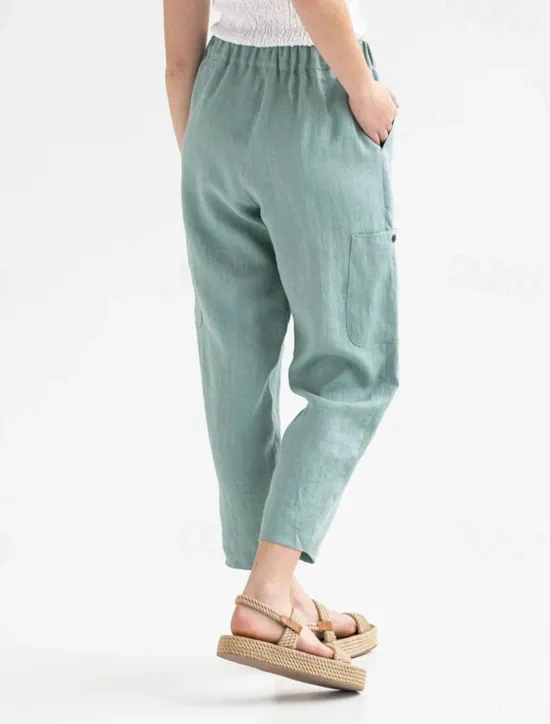 Hot Women's Cotton Linen Pants Pants Trousers Palazzo Pants Fashion Streetwear Comfort Full Length High Waist Plain Elastic Waist Comfy Outdoor Comfortable Street Daily Wear Going out Dark Grey Black Women Pants