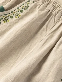 Outlet Women's Cotton Linen Pants Chinos Fashion Basic Full Length High Waist Floral Embroidered Comfort Outdoor Micro-elastic Vacation Street Daily White Yellow Apricot Coffee Summer Spring Fall Regular Fit Women Pants