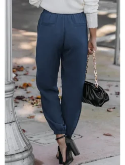 Sale Women's Cotton Linen Pants Pants Trousers Fashion Ankle-Length Shamrock Drawstring Side Pockets Breathability Comfortable Inelastic Casual Daily Black White Red Burgundy Spring & Summer Regular Fit Women Pants