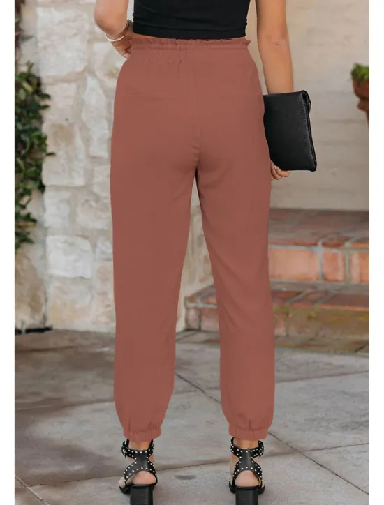 Sale Women's Cotton Linen Pants Pants Trousers Fashion Ankle-Length Shamrock Drawstring Side Pockets Breathability Comfortable Inelastic Casual Daily Black White Red Burgundy Spring & Summer Regular Fit Women Pants