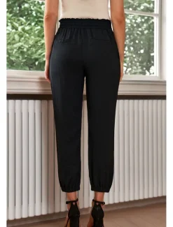 Sale Women's Cotton Linen Pants Pants Trousers Fashion Ankle-Length Shamrock Drawstring Side Pockets Breathability Comfortable Inelastic Casual Daily Black White Red Burgundy Spring & Summer Regular Fit Women Pants