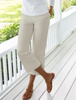 Clearance Women's Cotton Linen Pants Chinos Capri shorts Fashion Calf-Length Plain Side Pockets Baggy Comfort Inelastic Casual Daily Black White Red Blue Regular Fit Women Pants