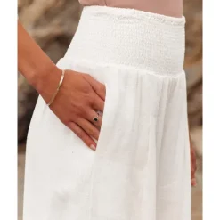 Online Women's Cotton Linen Pants Wide Leg Trousers Fashion Casual Lounge Full Length High Waist Baggy Micro-elastic Vacation Daily Apple Green Black White Dark Navy Autumn / Fall Women Pants