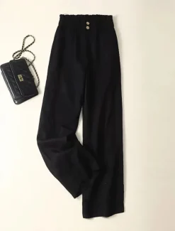 Sale Women's Cotton Linen Pants Pants Trousers Fashion Long Plain Side Pockets Breathability Comfortable Inelastic Casual Daily Black White Beige Spring & Summer Regular Fit Women Pants