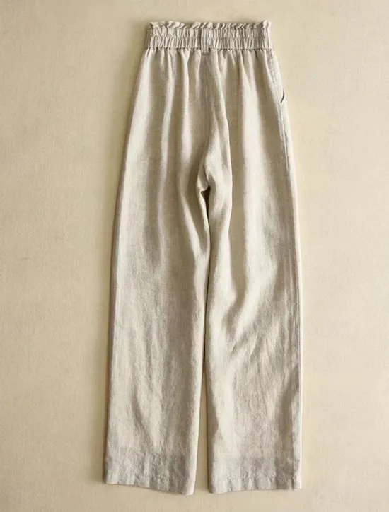 Sale Women's Cotton Linen Pants Pants Trousers Fashion Long Plain Side Pockets Breathability Comfortable Inelastic Casual Daily Black White Beige Spring & Summer Regular Fit Women Pants