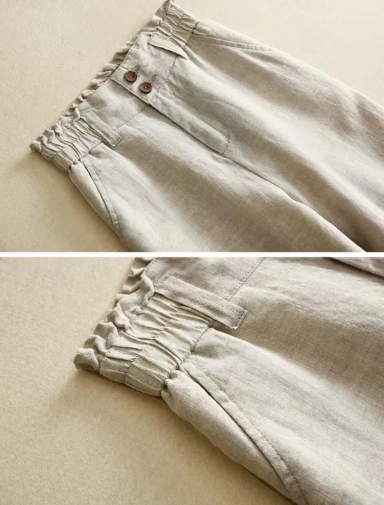 Sale Women's Cotton Linen Pants Pants Trousers Fashion Long Plain Side Pockets Breathability Comfortable Inelastic Casual Daily Black White Beige Spring & Summer Regular Fit Women Pants