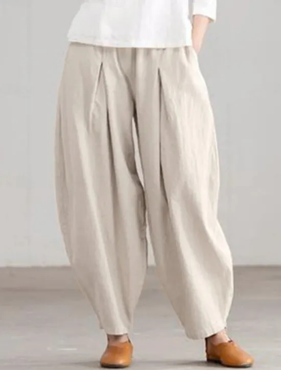 Clearance Women's Cotton Linen Pants Chinos Fashion Basic Full Length Medium Waist Plain Pocket Comfort Outdoor Micro-elastic Vacation Street Daily Black Navy Blue Orange Apricot Summer Spring Fall Regular Fit Women Pants