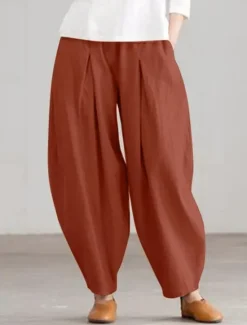 Clearance Women's Cotton Linen Pants Chinos Fashion Basic Full Length Medium Waist Plain Pocket Comfort Outdoor Micro-elastic Vacation Street Daily Black Navy Blue Orange Apricot Summer Spring Fall Regular Fit Women Pants
