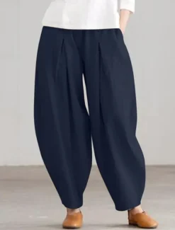 Clearance Women's Cotton Linen Pants Chinos Fashion Basic Full Length Medium Waist Plain Pocket Comfort Outdoor Micro-elastic Vacation Street Daily Black Navy Blue Orange Apricot Summer Spring Fall Regular Fit Women Pants