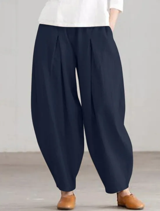 Clearance Women's Cotton Linen Pants Chinos Fashion Basic Full Length Medium Waist Plain Pocket Comfort Outdoor Micro-elastic Vacation Street Daily Black Navy Blue Orange Apricot Summer Spring Fall Regular Fit Women Pants