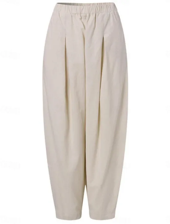 Clearance Women's Cotton Linen Pants Chinos Fashion Basic Full Length Medium Waist Plain Pocket Comfort Outdoor Micro-elastic Vacation Street Daily Black Navy Blue Orange Apricot Summer Spring Fall Regular Fit Women Pants