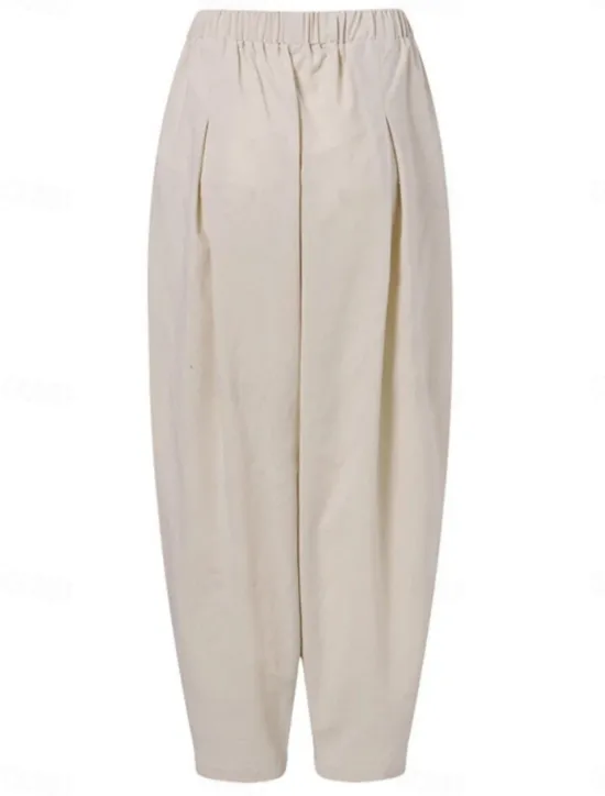 Clearance Women's Cotton Linen Pants Chinos Fashion Basic Full Length Medium Waist Plain Pocket Comfort Outdoor Micro-elastic Vacation Street Daily Black Navy Blue Orange Apricot Summer Spring Fall Regular Fit Women Pants