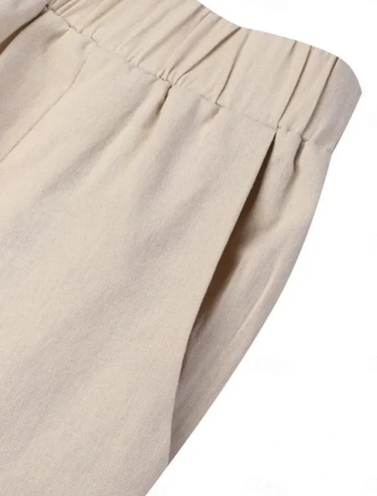 Clearance Women's Cotton Linen Pants Chinos Fashion Basic Full Length Medium Waist Plain Pocket Comfort Outdoor Micro-elastic Vacation Street Daily Black Navy Blue Orange Apricot Summer Spring Fall Regular Fit Women Pants