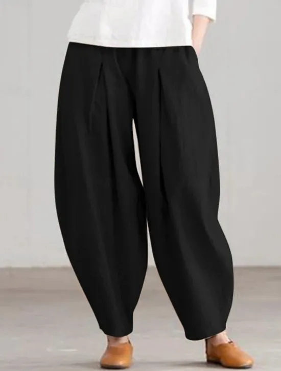 Clearance Women's Cotton Linen Pants Chinos Fashion Basic Full Length Medium Waist Plain Pocket Comfort Outdoor Micro-elastic Vacation Street Daily Black Navy Blue Orange Apricot Summer Spring Fall Regular Fit Women Pants