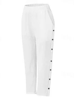 Outlet Women's Cotton Linen Pants Cropped Pants Fashion Casual Ankle-Length Mid Waist Plain Elastic Waist Breathable Comfortable Street Daily Wear Going out Black White Navy Blue Sky Blue Summer Regular Fit Women Pants