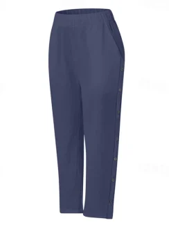 Outlet Women's Cotton Linen Pants Cropped Pants Fashion Casual Ankle-Length Mid Waist Plain Elastic Waist Breathable Comfortable Street Daily Wear Going out Black White Navy Blue Sky Blue Summer Regular Fit Women Pants