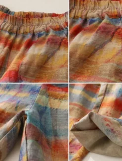 New Women's Cotton Linen Pants Chinos Vacation Vintage Fashion Full Length Medium Waist Striped Pocket Drawstring Print Comfort Outdoor Stretchy Vacation Street Causal Summer Spring Regular Fit Women Pants