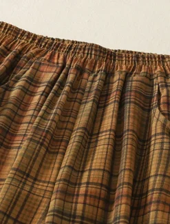 Clearance Women's Cotton Linen Pants Chinos Vacation Vintage Ethnic Style Full Length High Waist Plaid Pocket Drawstring Print Comfort Outdoor Stretchy Vacation Street Causal Yellow Orange Summer Spring Women Pants