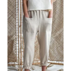 Online Women's Cotton Linen Pants Comfort Pure Color Pocket Elastic Waist Breathable Micro-elastic Home Black White Khaki Summer Women Pants