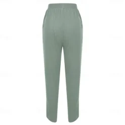 Best Women's Cotton Linen Pants with Side Pockets Wide-Leg Loose Casual Summer Fall White Light Blue S 2XL Women Pants
