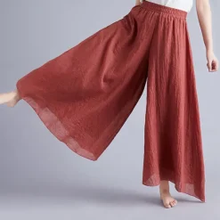 Sale Women's Cotton Linen Pants Pants Trousers Casual Daily Long Plain Elastic Waistband Breathability Comfortable Inelastic Yoga Weekend White Wine Dark navy Dark Gray Summer Loose Fit Women Pants