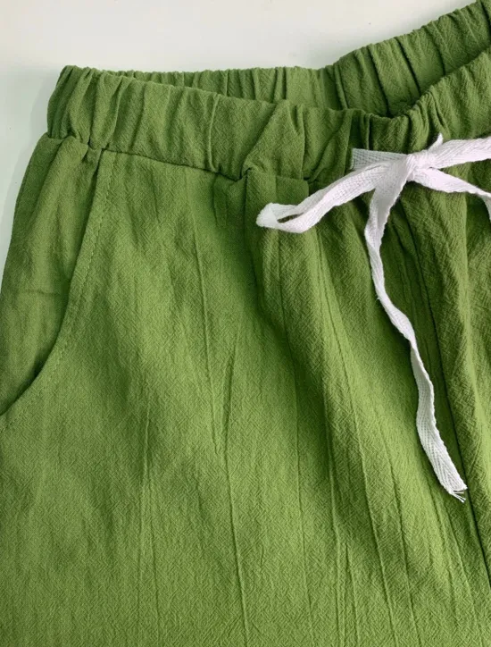 Online Women's Cotton Linen Pants Chinos Slacks Basic Comfort Ankle-Length Mid Waist Solid Colored Pocket Drawstring Baggy Breathability Lightweight Inelastic Christmas Work Office / Career Black Green Women Pants