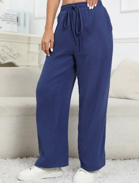 Best Women's Cotton Linen Pants Pants Trousers Lightweight Casual Full Length Mid Rise Plain Pocket Drawstring Breathability Comfortable Inelastic Casual Daily Weekend Summer Spring Regular Fit Women Pants