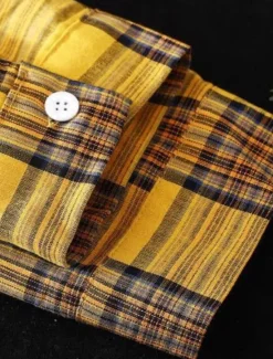 Sale Women's Cotton Linen Shirt Plaid Basic Casual Long Sleeve Shirt Collar Regular Tops Daily Buttons Pocket Print Yellow Red Green Summer Women Shirts
