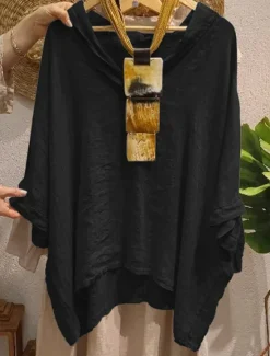 Outlet Women's Cotton Linen Shirts Solid Color Basic Casual 3/4 Length Sleeve V Neck Long Tops Daily Black White Yellow Army Green Navy Blue Summer Spring Women Shirts