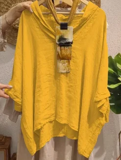 Outlet Women's Cotton Linen Shirts Solid Color Basic Casual 3/4 Length Sleeve V Neck Long Tops Daily Black White Yellow Army Green Navy Blue Summer Spring Women Shirts