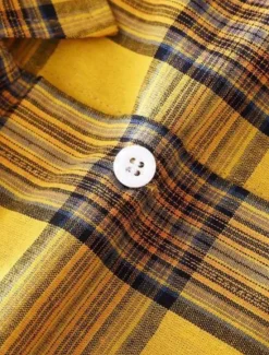 Hot Women's Cotton Linen Shirt Plaid Basic Casual Long Sleeve Shirt Collar Regular Tops Daily Buttons Print Yellow Red Green Summer Women Shirts