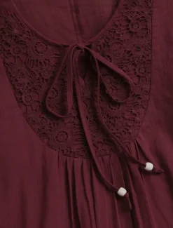 Sale Women's Cotton Linen Shirts Solid Color Stylish Casual 3/4 Length Sleeve V Neck Regular Tops Daily Lace Patchwork Black White Wine Navy Blue Summer Spring Women Shirts
