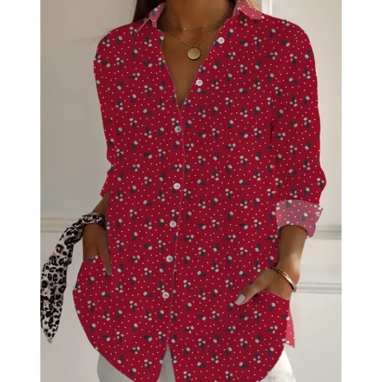 Sale Women's Cotton Linen Shirts Floral Daily Casual Long Sleeve Shirt Collar Regular Tops Daily Holiday Buttons Print Yellow Red Navy Blue Summer Women Shirts