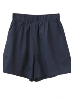 Best Women's Cotton Linen Shorts Shorts Slacks Fashion Streetwear Short Natural Plain Pocket Elastic Waist Comfy Comfortable Daily Wear Going out Black Army Green Beige Summer Regular Fit Women Pants